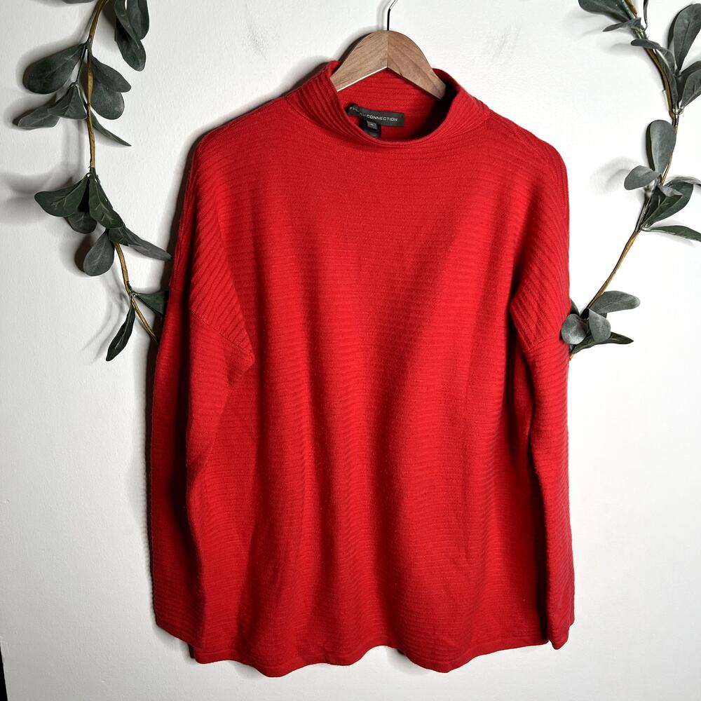 French Connection Red-Orange Ribbed Sweater
